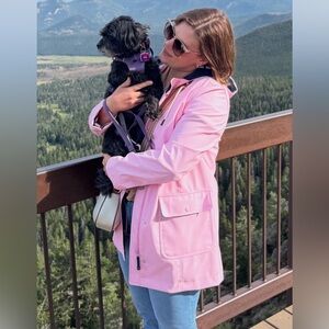 Women's Pink Hooded/Insulated Trench Coat